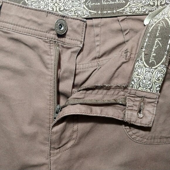Gloria Vanderbilt Women's Brown Cargo Capri Drawstring Tie Cuff Size 14 - Picture 7 of 9